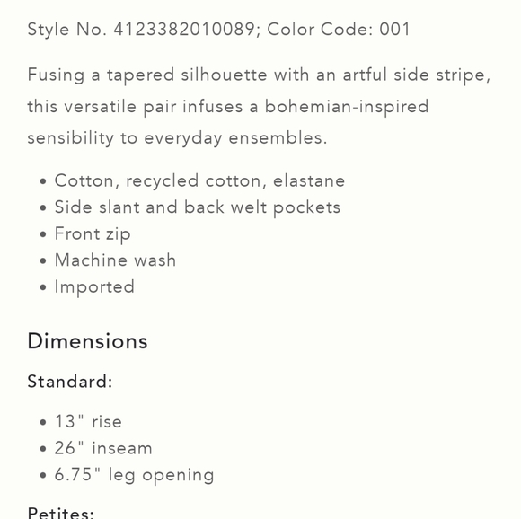 Anthropologie / Tapered Side Stripe Pants / 6 / Black / Embroidery - Picture 7 of 7